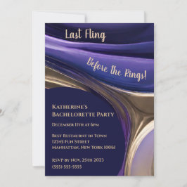 Bachelorette Party-Abstrakt Blue, Lila och Guld- Inbjudningar
