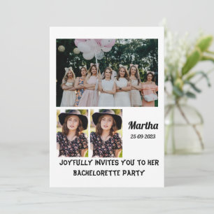 Bachelorette Party anpassningsbar 3 Photo Collage Inbjudningar