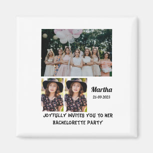 Bachelorette Party anpassningsbar 3 Photo Collage Magnet