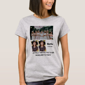 Bachelorette Party anpassningsbar 3 Photo Collage T Shirt
