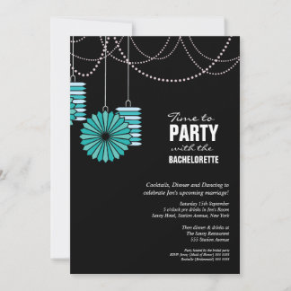 Bachelorette Party Aqua Blue Pappra Lanternor Hjul Inbjudningar