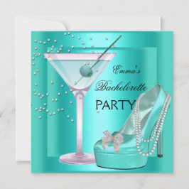 Bachelorette Party Aqua Teal Blue Turcos Shoes Inbjudningar