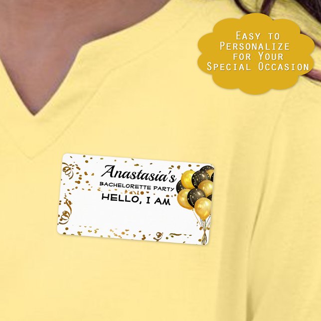 Bachelorette Party Balloon Confetti Pappra Namn br Fraktsedel (Help guests remember who they are talking to at your very special event with paper label name tags.)