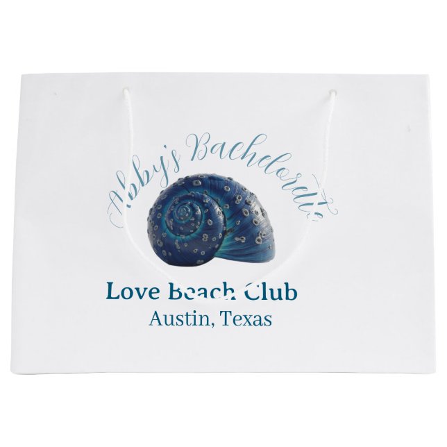 Bachelorette party beach club blue sea shell name  (Framsidan)