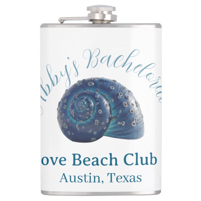 Bachelorette party beach club blue sea shell name  fickplunta (Framsidan)