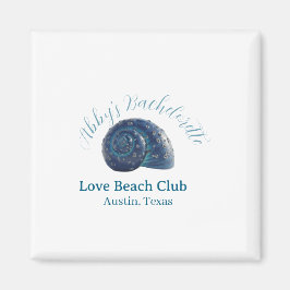 Bachelorette party beach club blue sea shell name  magnet