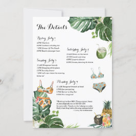 Bachelorette Party Beach Helg 4 Day Itinerary Inbjudningar