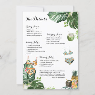 Bachelorette Party Beach Helg 4 Day Itinerary Inbjudningar