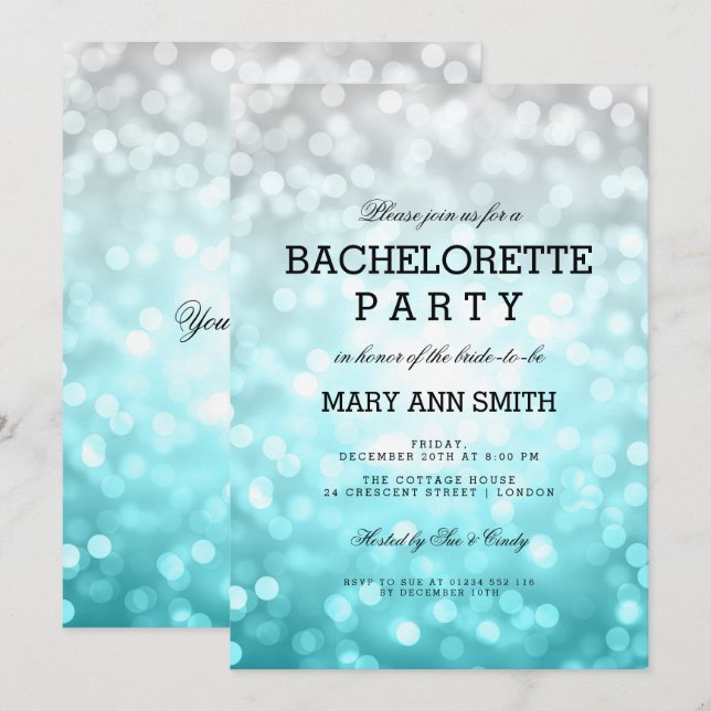 Bachelorette Party Beach Ombre Glitter Ljus Inbjudningar (Fram/baksida)