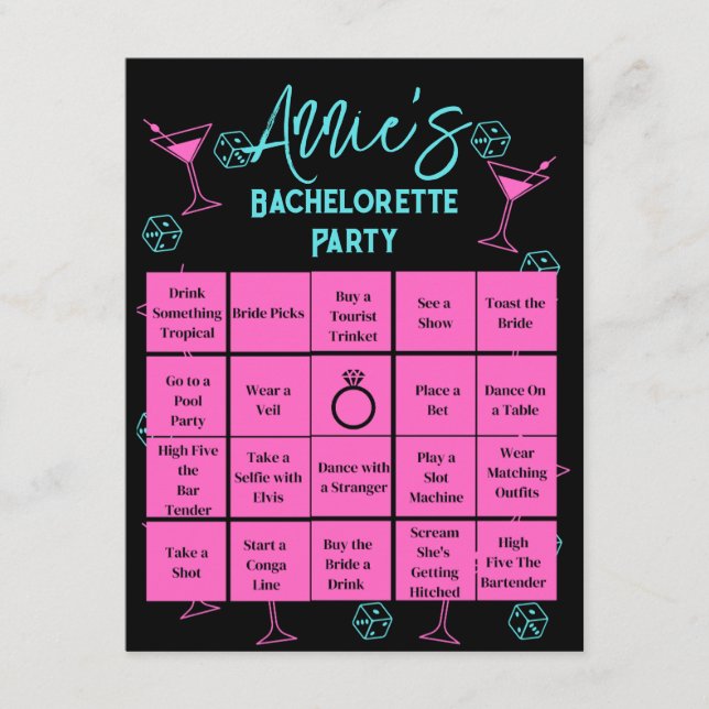 Bachelorette Party Bingo Las Vegas Tilläggskort (Framsida)