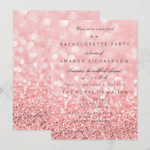 Bachelorette Party Birthay Glitter Rosa ros White Inbjudningar