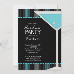 Bachelorette Party bjudande Martini Glass Blue Inbjudningar