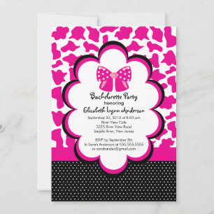 Bachelorette Party bjudande Rosa Black Leopard Inbjudningar