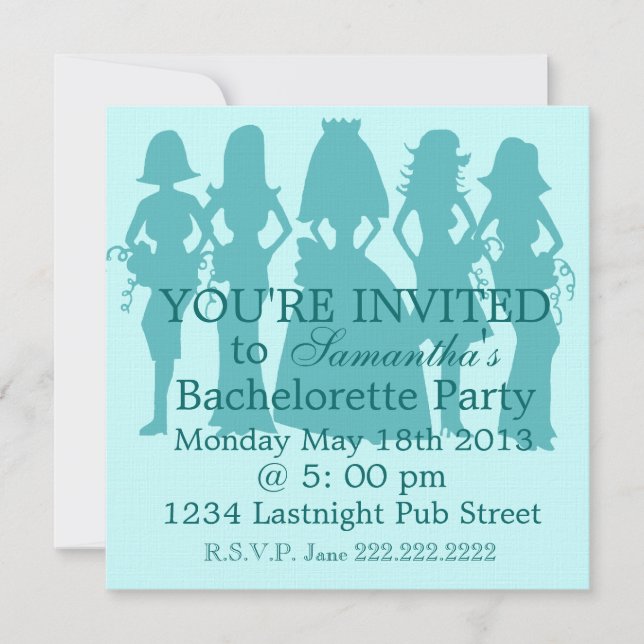 Bachelorette Party bjudande teal Inbjudningar (Framsida)