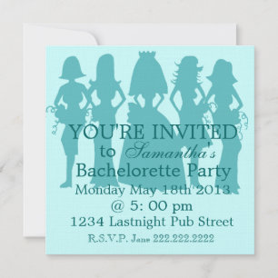 Bachelorette Party bjudande teal Inbjudningar