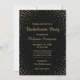 Bachelorette Party | Black Guld Confetti Inbjudningar