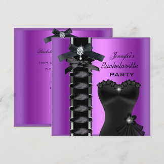 Bachelorette Party Black Lila Diamond Corset Tie Inbjudningar