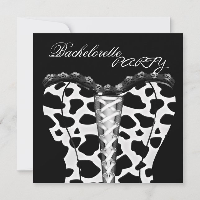 Bachelorette Party Black White Corset Animal Inbjudningar (Framsida)