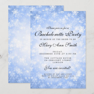 Bachelorette Party Blue Winter Wonderland Inbjudningar