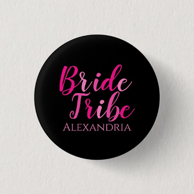Bachelorette Party Bride Tribe Shock rosa Black Knapp (Framsida)