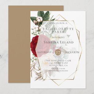Bachelorette Party   Burgundy Ivory Peonies Inbjudningar