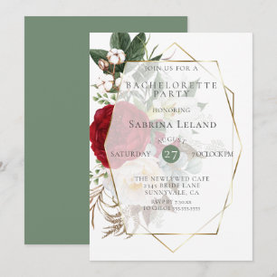Bachelorette Party Burgundy Ivory Peonies Inbjudningar