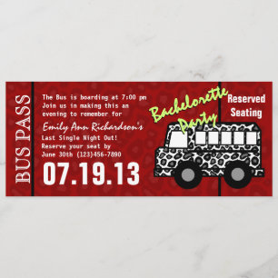 Bachelorette Party Buss Pass Inbjudningar