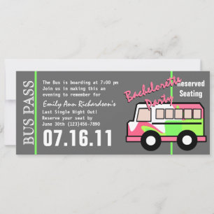 Bachelorette Party Buss Pass Inbjudningar