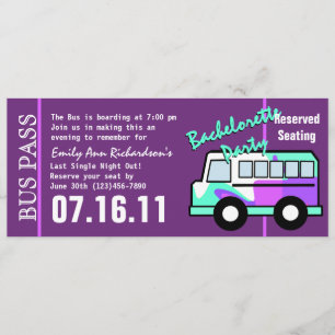 Bachelorette Party Buss Pass Inbjudningar