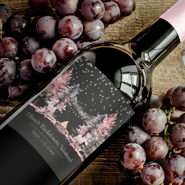 Bachelorette Party Camping Helg Vinflaska Etikett (Skapare uppladdad)