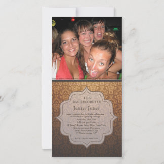 Bachelorette Party Caramel Damask Photo Inbjudan