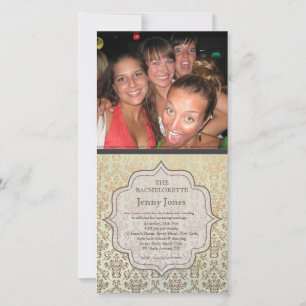 Bachelorette Party Caramel Damask Photo Inbjudan