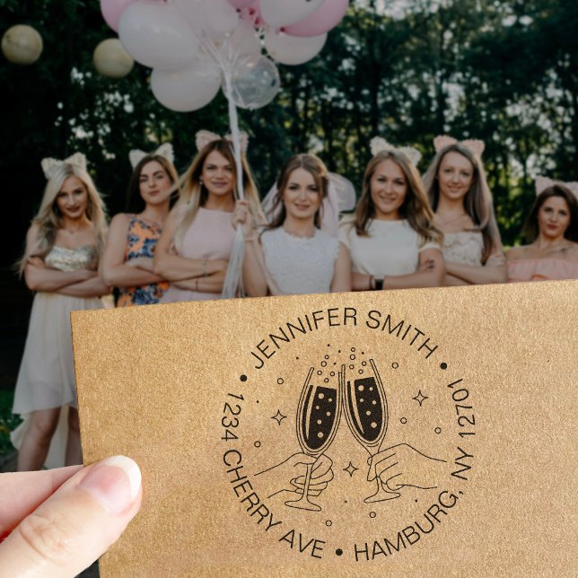 Bachelorette Party Cheers Champagne Självfärgande Stämpel (Skapare uppladdad)