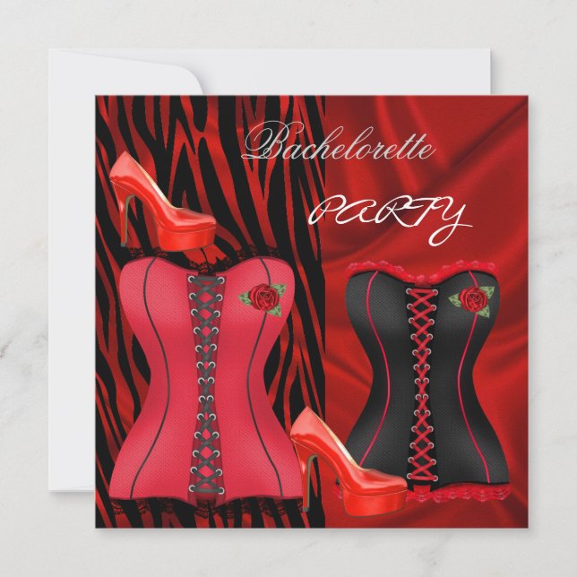 Bachelorette Party Corset Black Hi Heel Shoes Inbjudningar (Framsida)