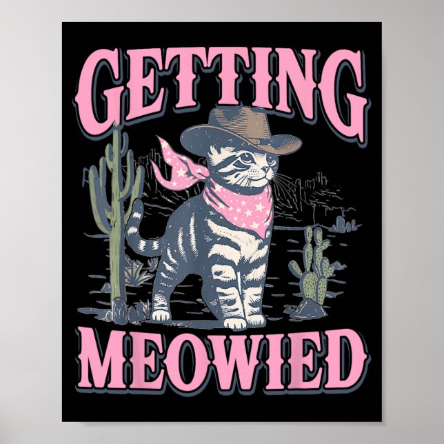 Bachelorette Party Cowgirl fick Meowied Cat Bri Poster (Framsidan)