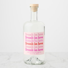Bachelorette Party Decor Drunk i Kärlek Retro Rosa Spritflaskor Etikett