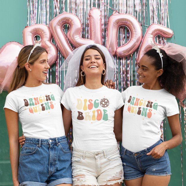 Bachelorette Party Disco Bride Namn Anpassningsbar T Shirt (Skapare uppladdad)