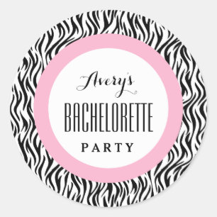 BACHELORETTE PARTY-eget namn V01 BLACK-ROSA Runt Klistermärke