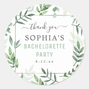 Bachelorette Party Elegant Watercolor Bröllop Runt Klistermärke