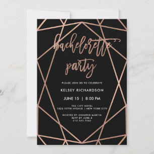 Bachelorette Party  Faux Ro Guld Geometric Inbjudningar