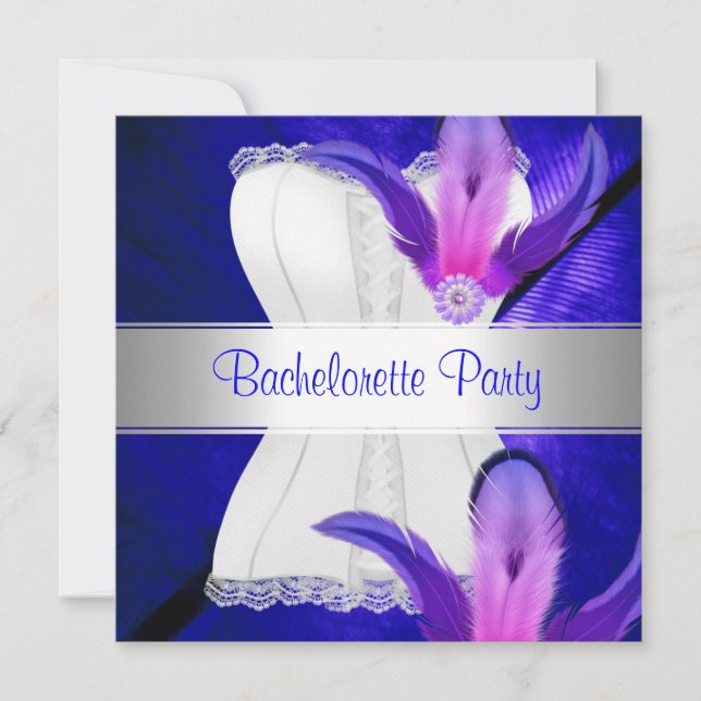 Bachelorette Party Feather Blue Inbjudningar (Framsida)