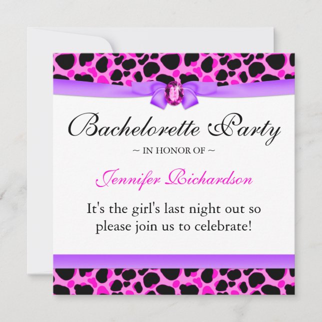 Bachelorette Party Funky Diva Leopard Rosa Inbjudningar (Framsida)
