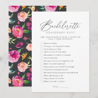 Bachelorette Party Games Scavenger Hunt Card Inbjudningar
