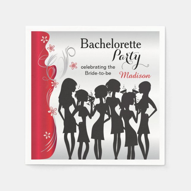 Bachelorette Party Girls - Deep Red Pappersservett (Framsidan)