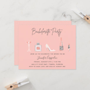 Bachelorette Party Girl's Night Out Rosa Pub Skutt Inbjudningar