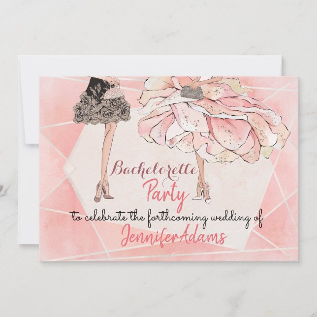 Bachelorette Party Glamourous Dacks Peach Tones Inbjudningar (Framsida)