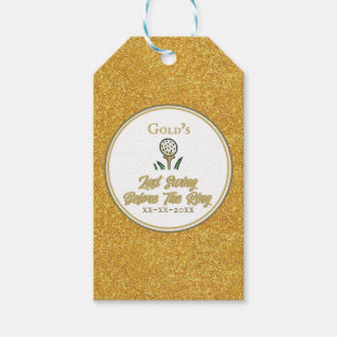 Bachelorette Party Golfing Guld Glitter Presentetikett