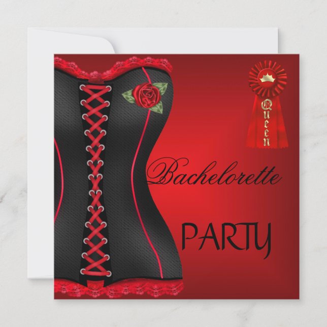 Bachelorette Party Guld Black Corset Inbjudningar (Framsida)