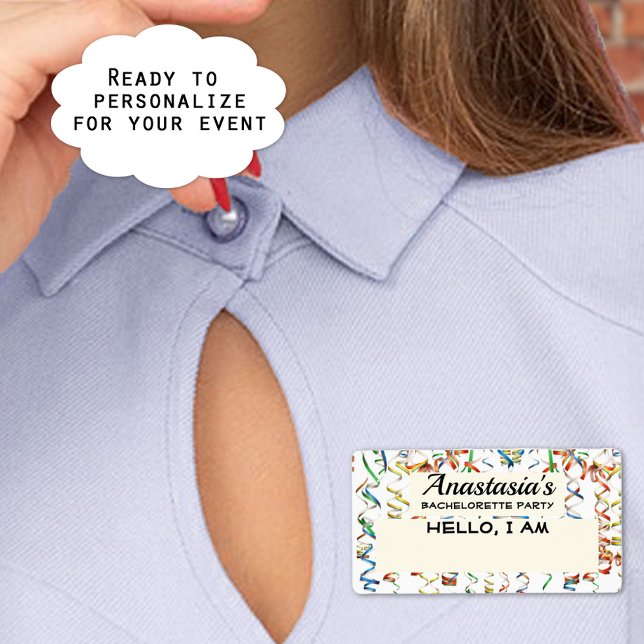 Bachelorette Party Guld Confetti Pappra Namn brick Fraktsedel (Add easy to read custom name tags at your next event to help guests remember names. )