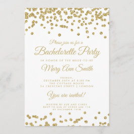 Bachelorette Party Guld Faux Glitter confetti Inbjudningar